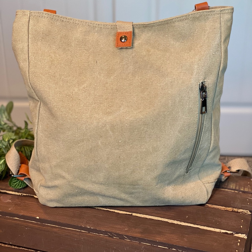 New!  Durable Square Canvas Buckle Backpack - Picture 9 of 15